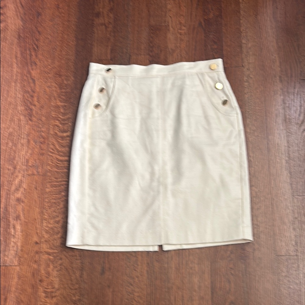 LOFT Cream Pencil Skirt Knee-Length Work Style